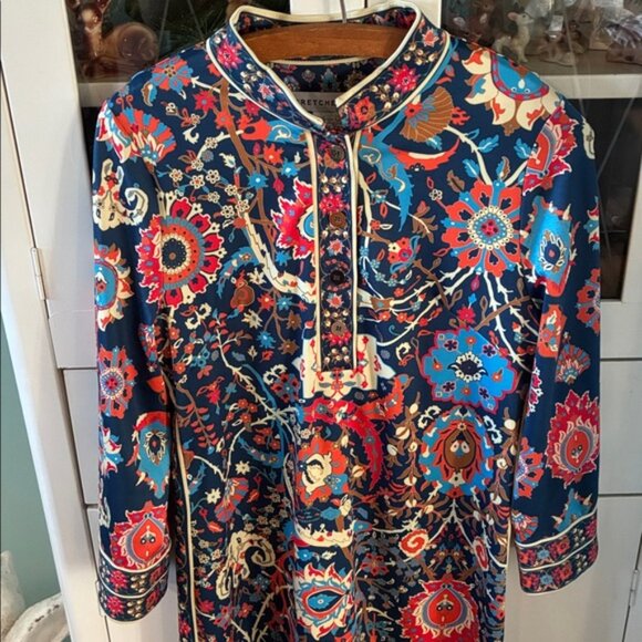 Gretchen Scott so M Floral Multicolor Dress luke new! Gold Buttons - Picture 2 of 8